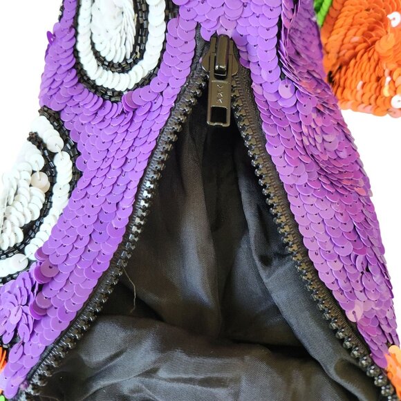 Sequin Moto Jacket Women's Neon Multicolor OOAK Zipper Front100% Silk Sz Medium - Picture 16 of 17